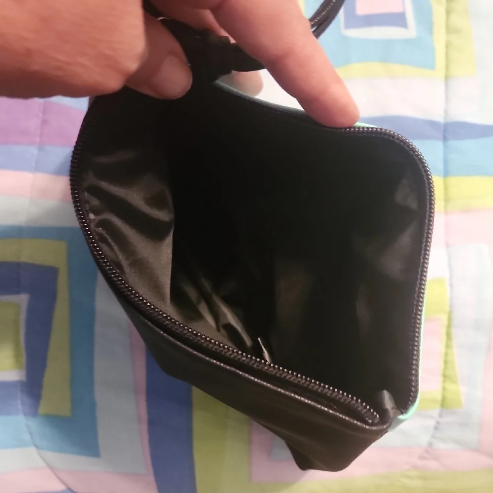 Victoria's Secret Black and Green Wristlet with Sleek Design